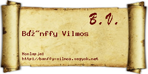 Bánffy Vilmos névjegykártya